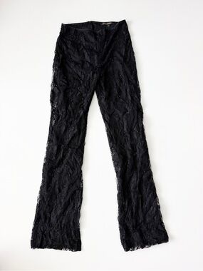 Rare Betsey Johnson Evening Black Lace Beaded Sequin Pants size 0